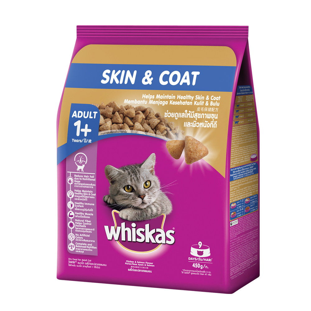 Whiskas® Skin & Coat Adult Dry Food, Chicken & Salmon - 1