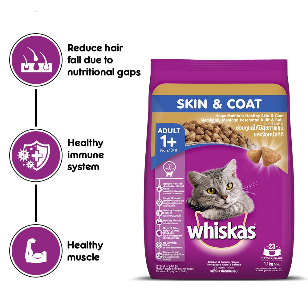 Whiskas® Skin & Coat Adult Dry Food, Chicken & Salmon - 3