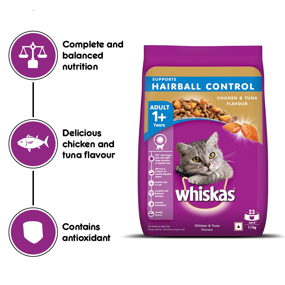 Whiskas® Hairball Control Adult Dry Food, Chicken & Tuna - 3