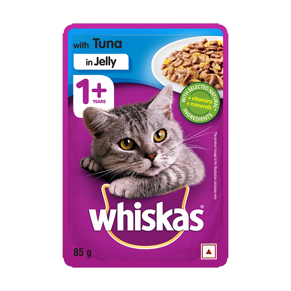 Whiskas® Wet Cat Food for Adult Cats (1+Years), Tuna in Jelly Flavour, 12 Pouches (12 x 85g) - 1
