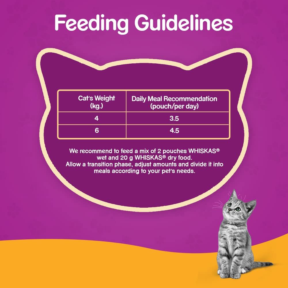 WHISKAS® Wet Cat Food for Adult Cats (1+Years), Chicken in Gravy Flavour, 12 Pouches (12 x 85g) - 5