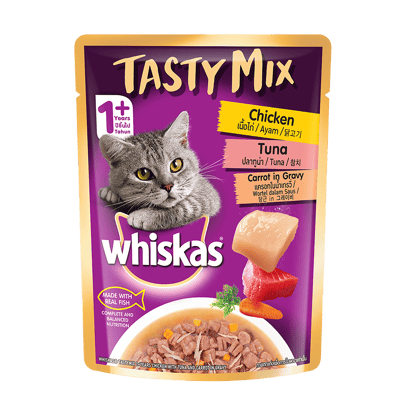 Whiskas® Adult Tasty Mix Wet Food with Real Fish, Chicken with Tuna and Carrot in Gravy