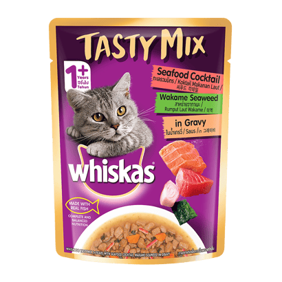 Whiskas® Adult Tasty Mix Wet Food with Real Fish, Chicken with Tuna and Carrot in Gravy