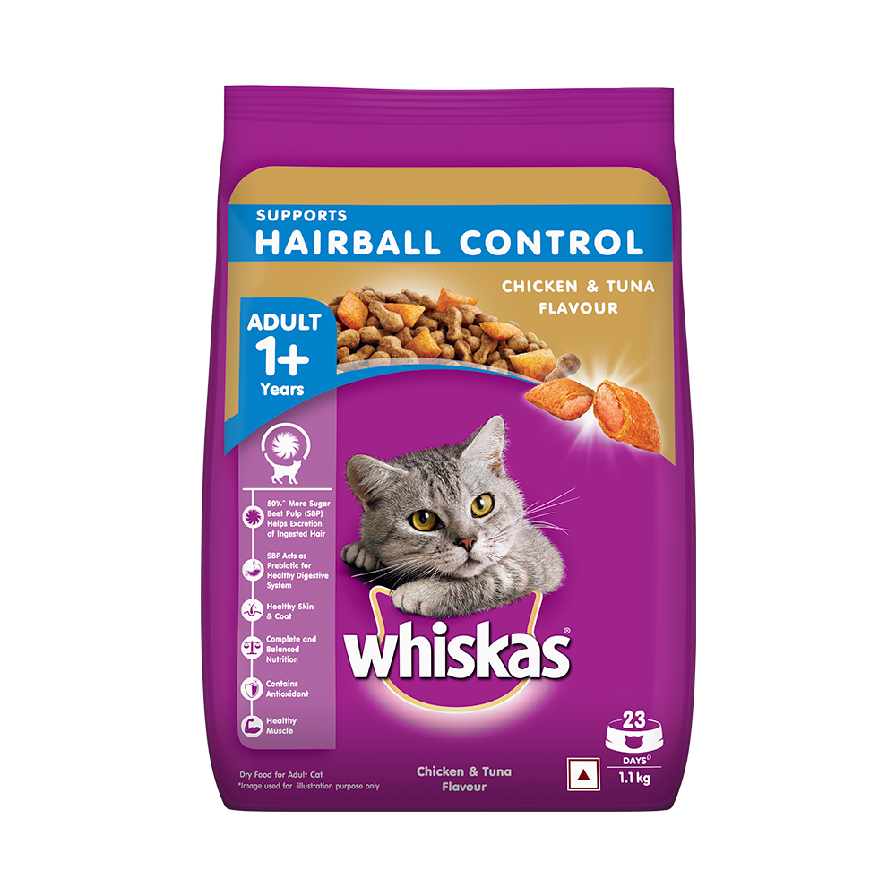WHISKAS® Hairball Control Adult Dry Food, Chicken & Tuna