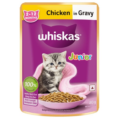WHISKAS® Kitten Wet Food, Chicken in Gravy Pouch